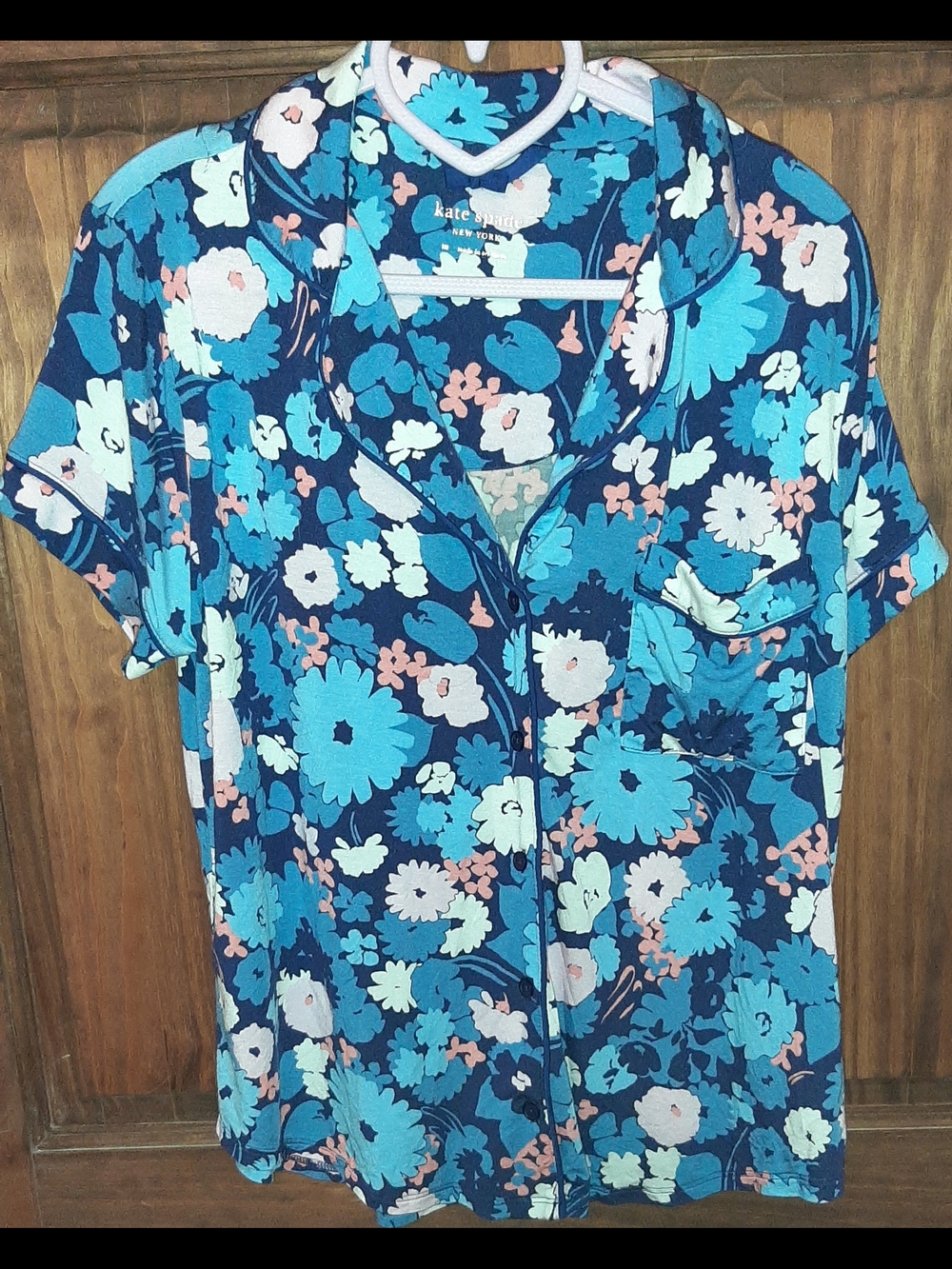 kate spade Blue Floral Short-Sleeve Pajamas M EUC - Picture 3 of 6